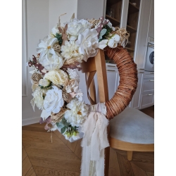 Wieniec wiosenny wielkanocny Boho Styl Kremowe Kwiaty